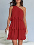 'Hesper' Layered Single Shoulder Mini Dress - Celes Fashion